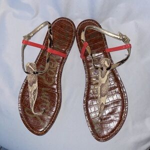 Sam Edelman Gigi Animal Print Snake Leopard Leather T-strap Sandal size 9.5